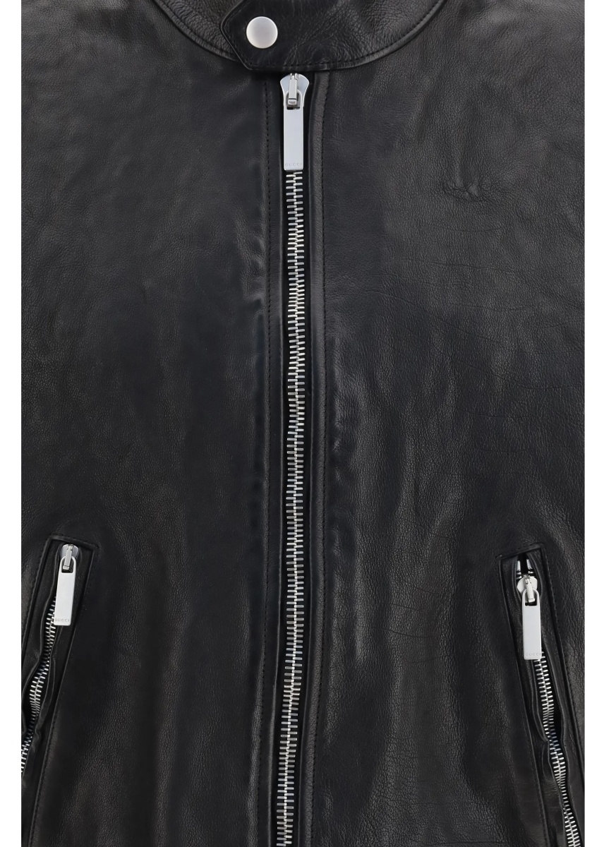 Jacheta Buffalo leather Bomber with Web trim - Img 3