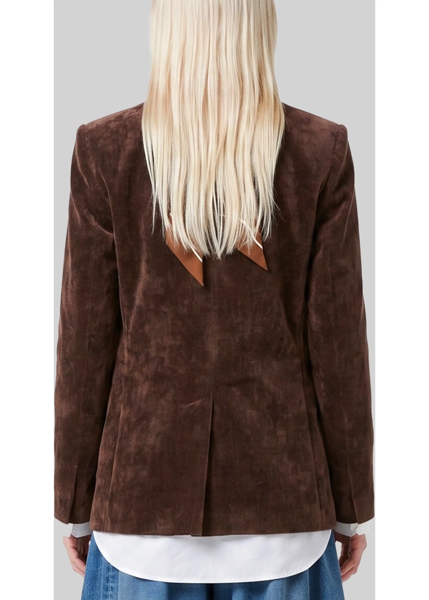 Jacheta Double-Breasted Délavé Velvet Jacket - Img 3