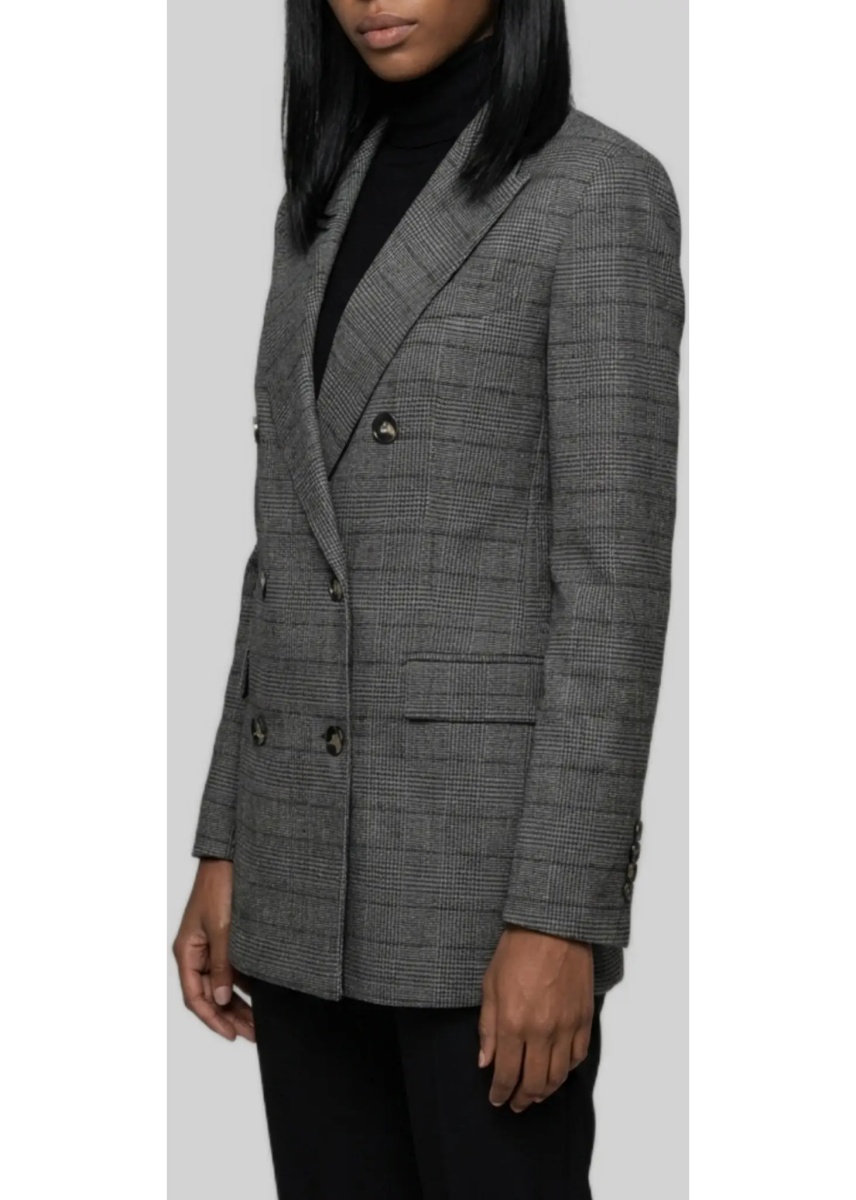 Jacheta Double-Breasted Prince Of Wales Check Jacket - Img 2
