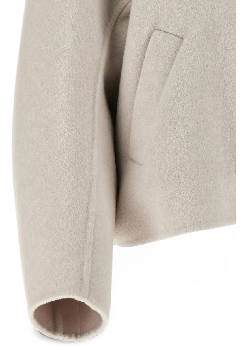 Jacheta Double-faced wool and cashmere Jacket with detachable shearling insert - Img 3