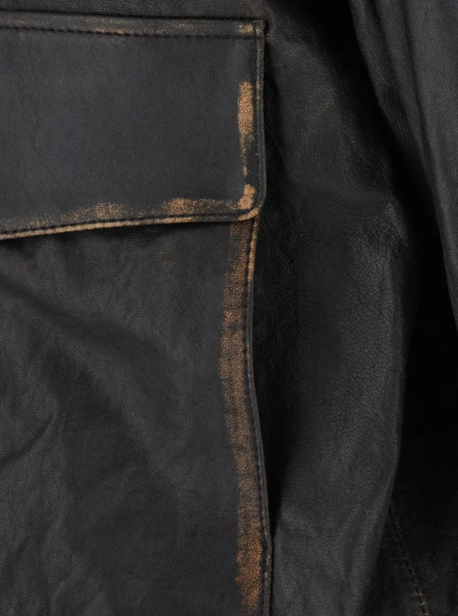 Jacheta DUNST neagra din piele si shearling - Img 3
