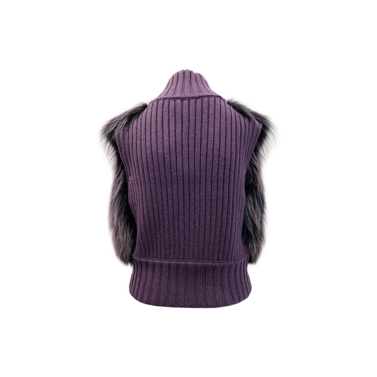 Jacheta Fabiana Filippi Fox Fur Knitted Vest Jacket - Img 3