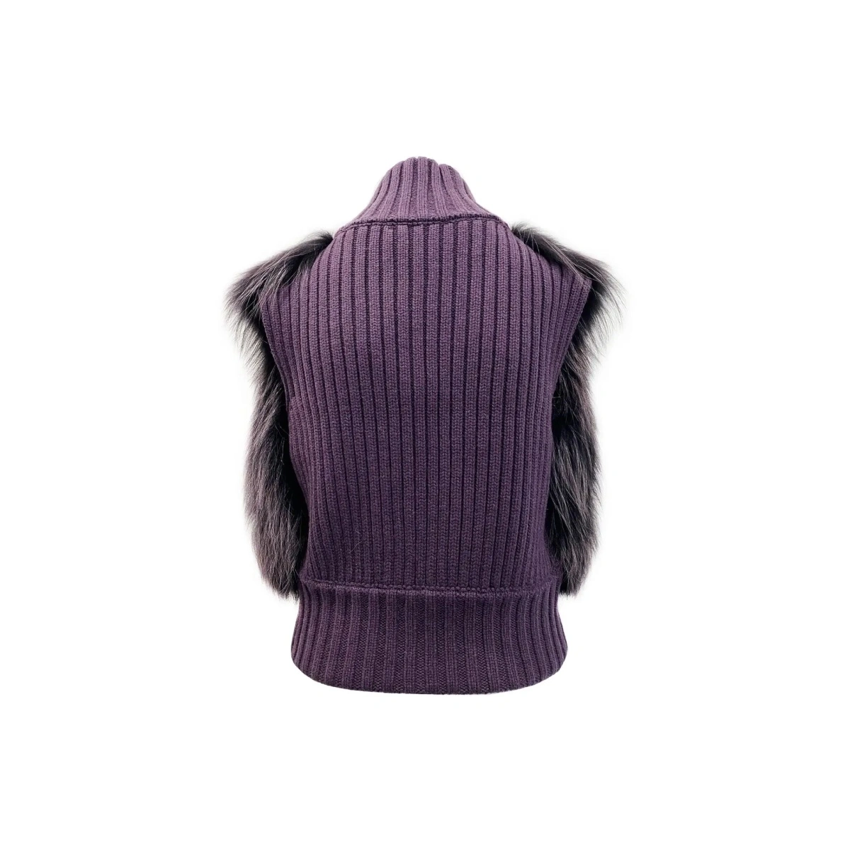 Jacheta Fabiana Filippi Fox Fur Knitted Vest Jacket - Img 3