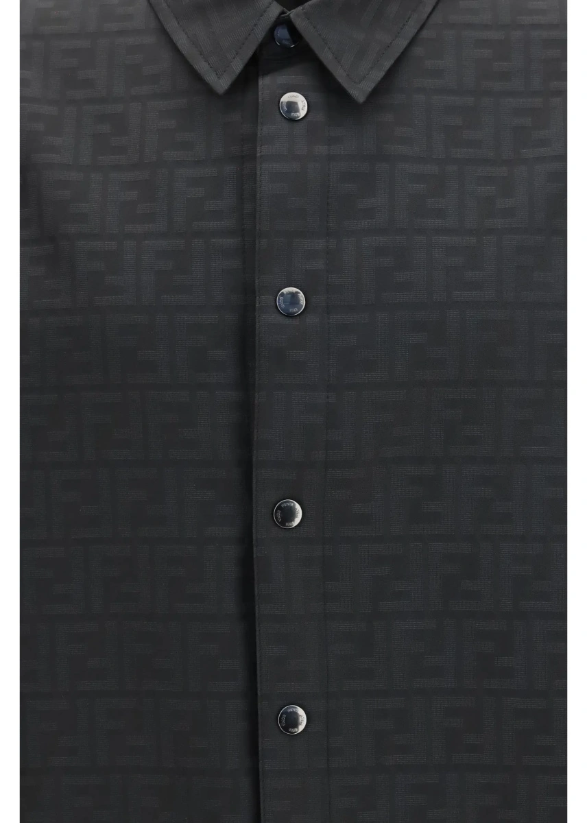 Jacheta Fendi neagra din jacquard FF si nylon - Img 3