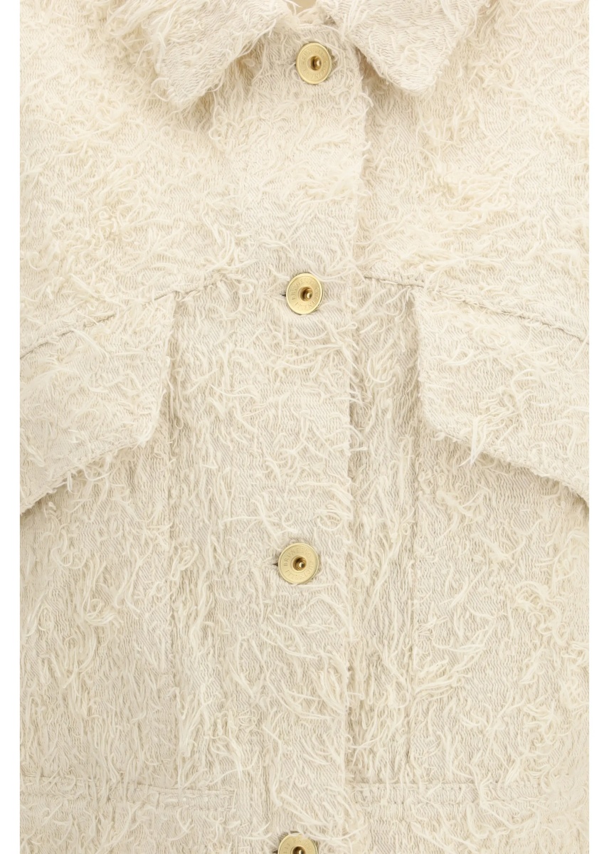 Jacheta Fuzzy dyed denim outerwear Jacket with monili - Img 3