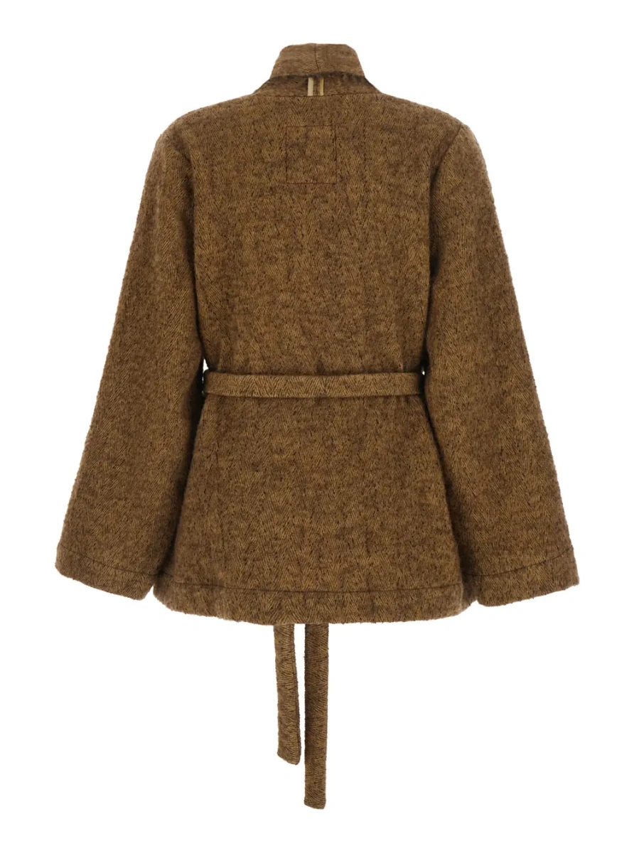 Jacheta Jacket UMA WANG KOBINA JKT in virgin wool alpaca cotton and Tech Fabric brown - Img 2
