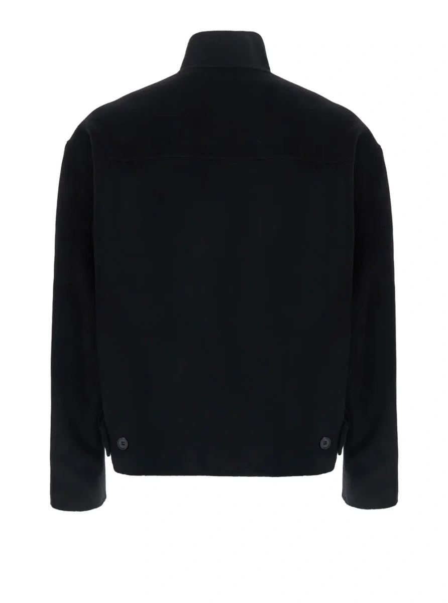 Jacheta Jacket WOOL AND CASHMERE HANDMADE HARRINGTON with collar and long sleeves in Black for men - Img 2