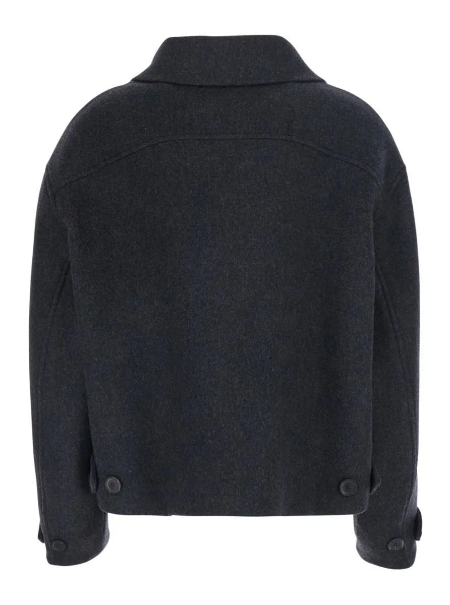 Jacheta 'Jeanie' Grey Jacket with classic collar and buttoned cuffs in wool for women - Img 2