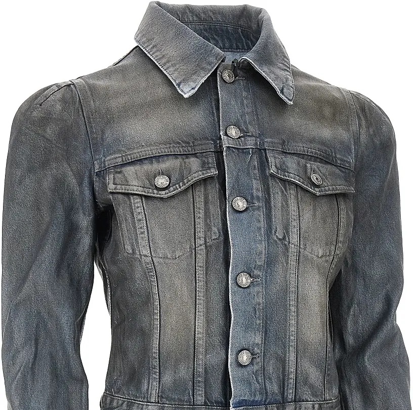 Jacheta Waxed denim jacket with puff sleeves - Img 2