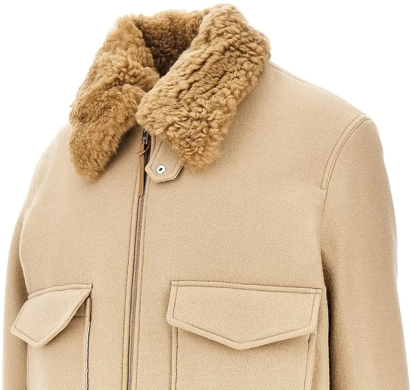 Jacheta Wool bomber jacket with shearling collar - Img 2