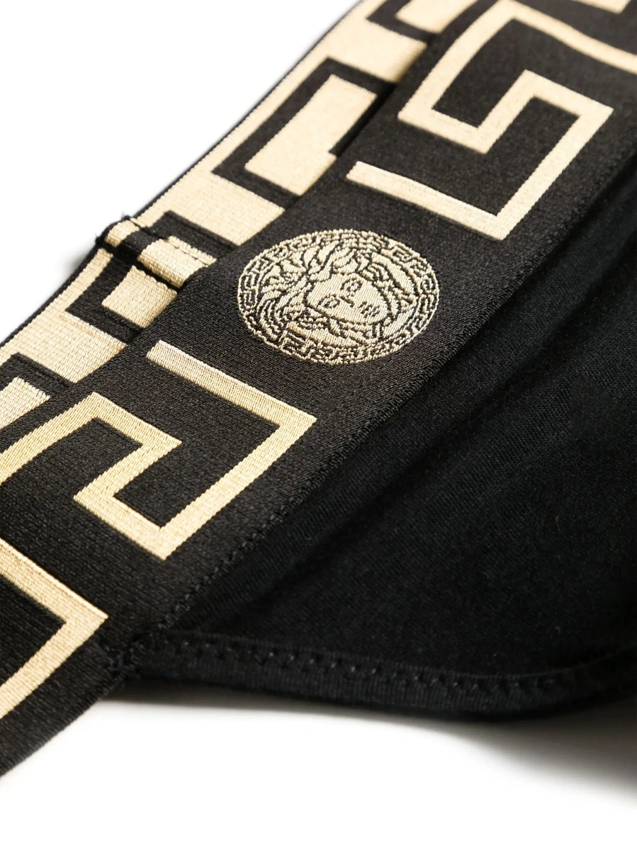 Lenjerie intima Versace 'Greca' neagra din bumbac - Img 5