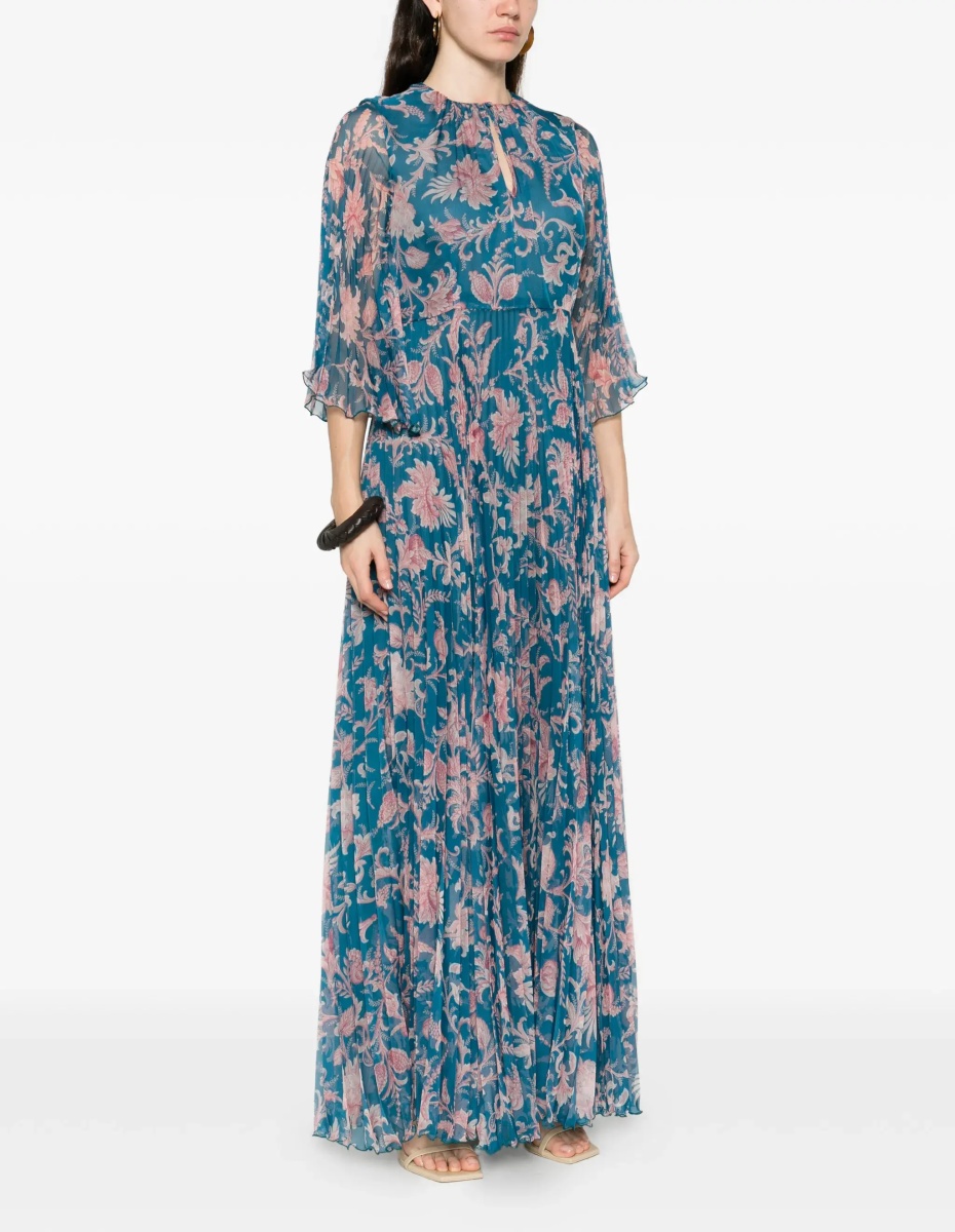 Maxi pleated Dress with flared sleeves - Img 3