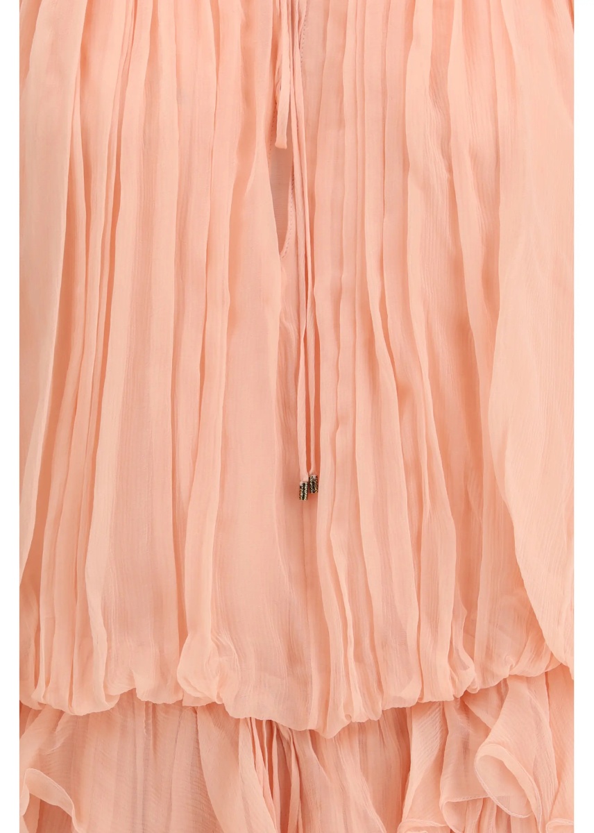 Mini Dress with cape in silk muslin - Img 3