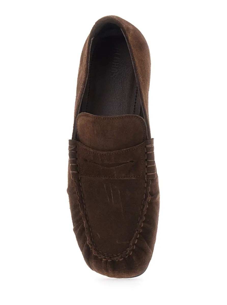 Mocasini 'AVEN' brown Loafers with gathered toe in suede for women - Img 4