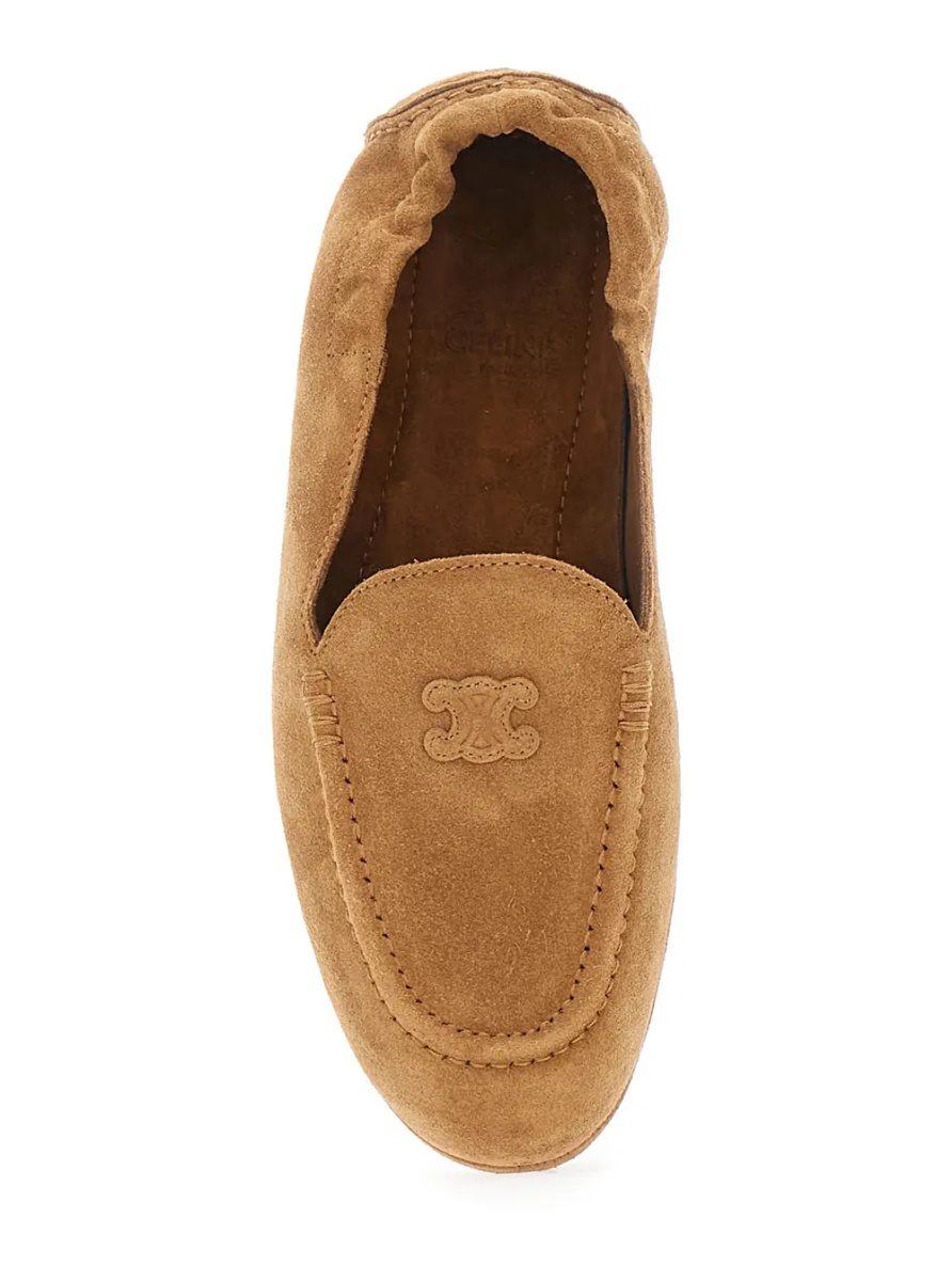 Mocasini Beige Loafers with elasticated heel and Triomphe patch on the front in suede for Women - Img 4