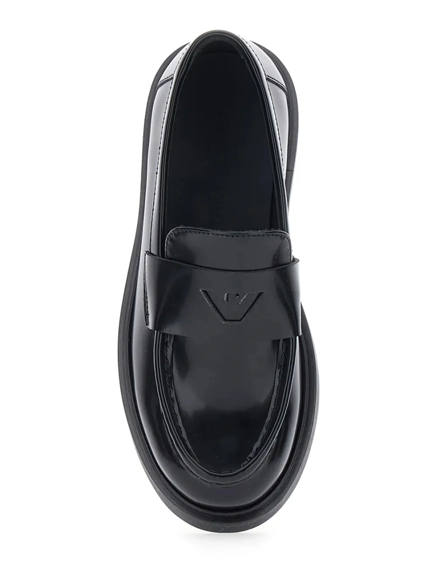 Mocasini EMPORIO ARMANI KIDS negri din piele ecologica - Img 4