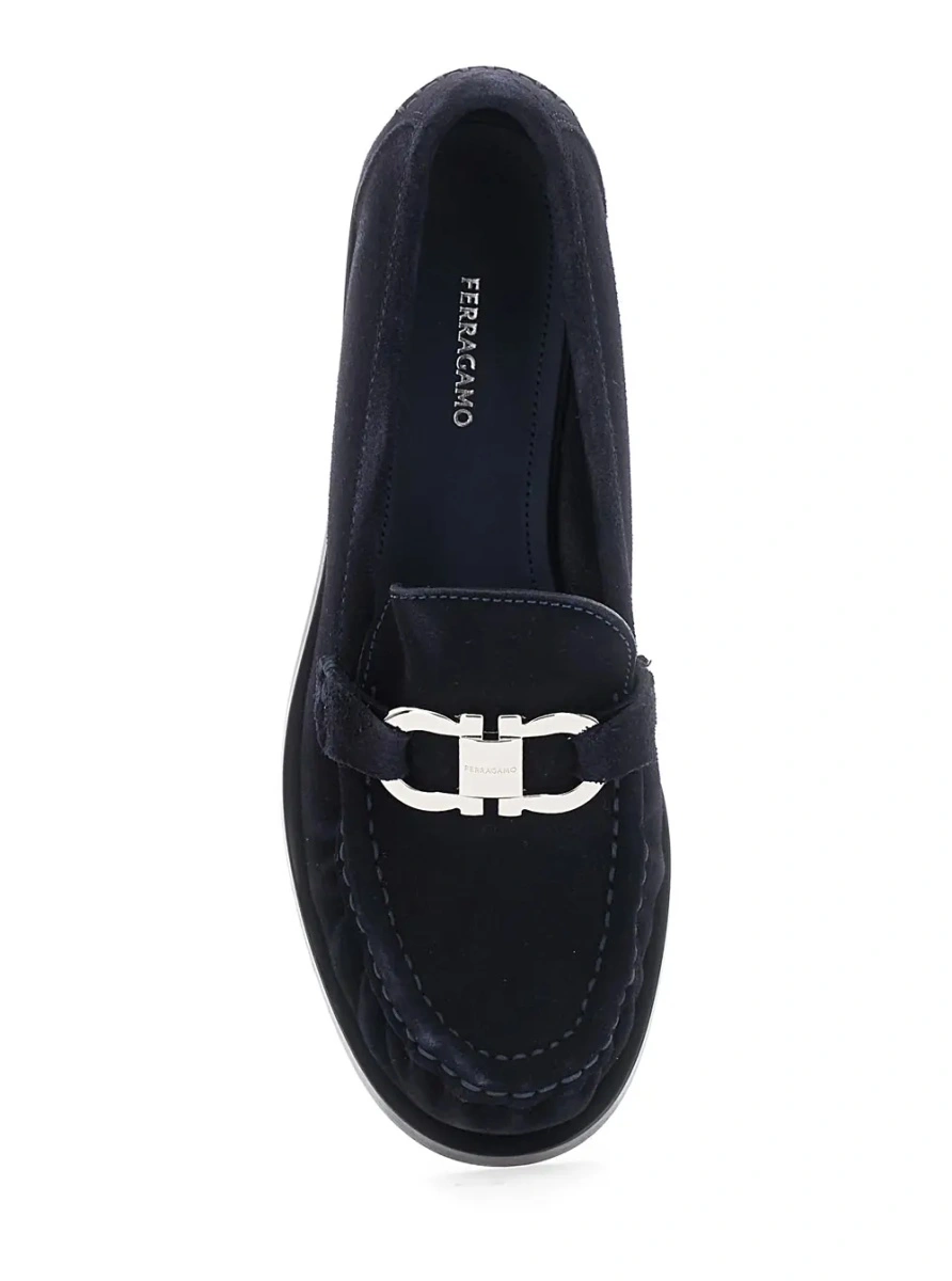 Mocasini Ferragamo albastri din piele intoarsa 'MARIAN' - Img 4