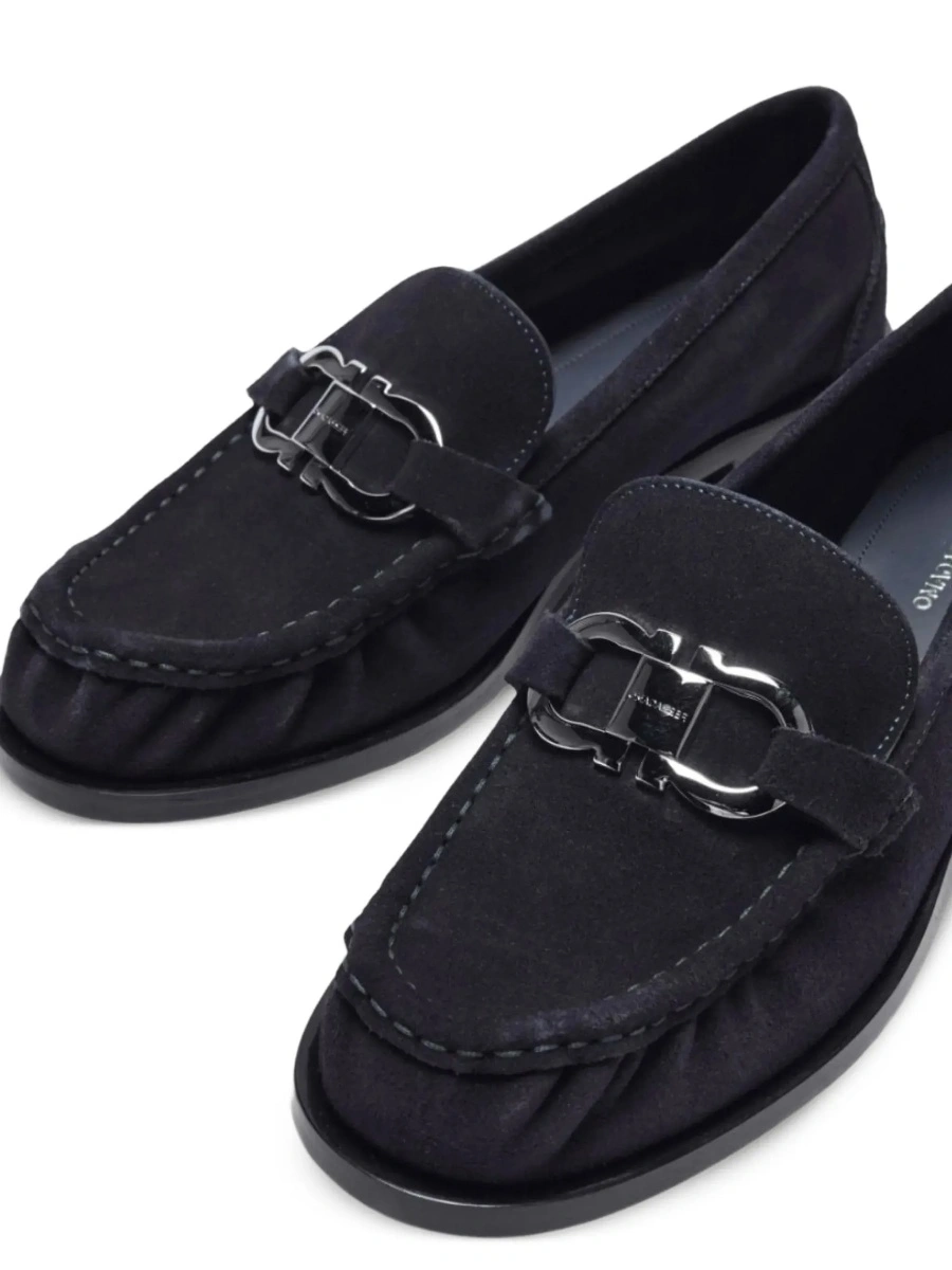 Mocasini Ferragamo albastri din piele intoarsa 'MARIAN' - Img 5