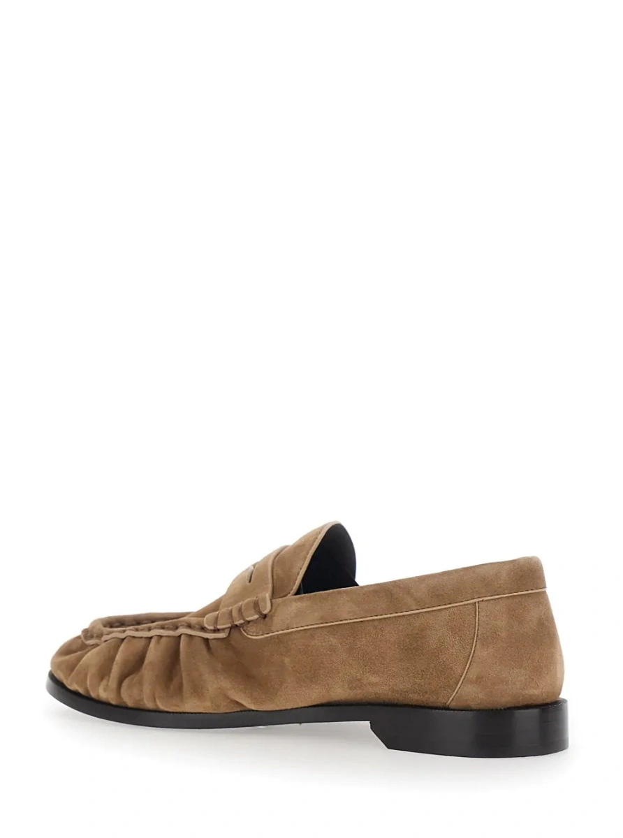 Mocasini 'Le Loafer' Beige Loafers with Hand-Stitched Moc Toe and Cassandre Plaque in Suede for Women - Img 3