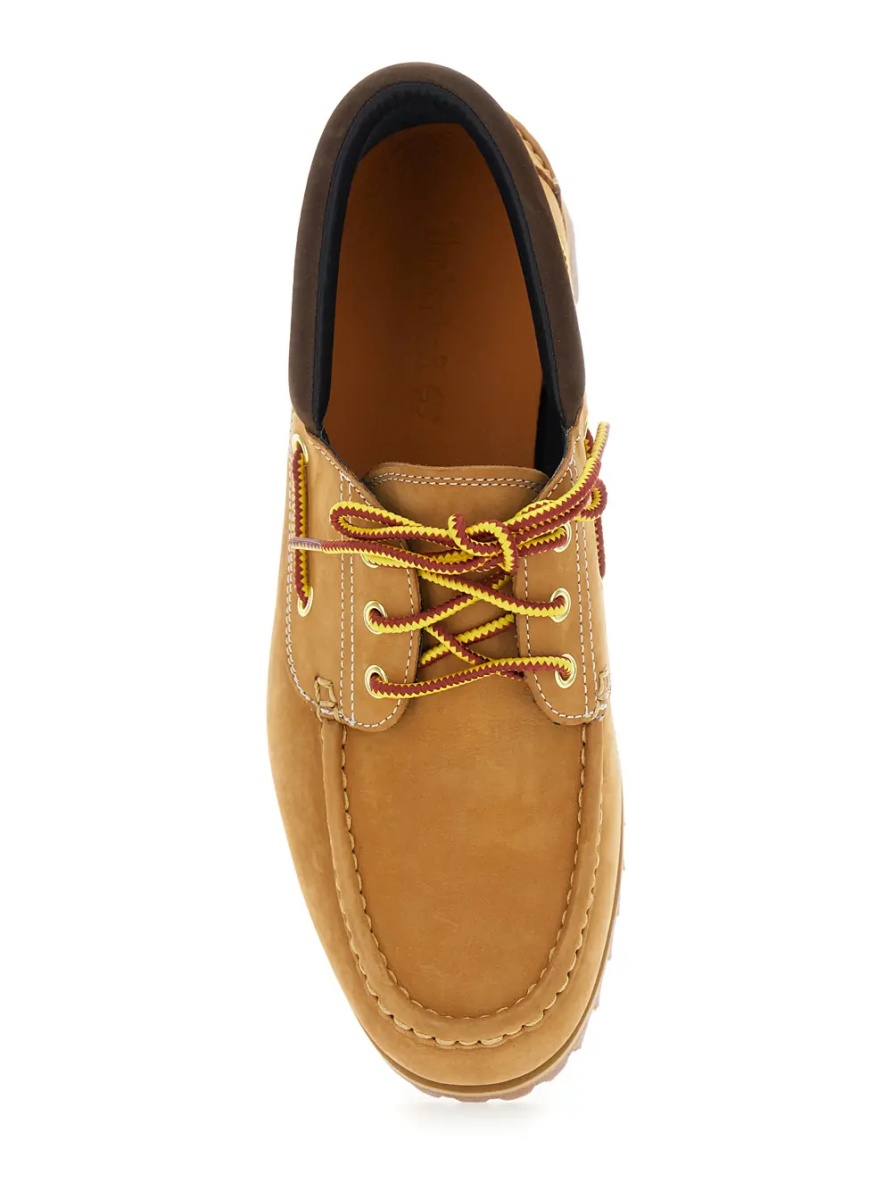 Mocasini Loafers Beige with Contrast Stitching in Leather Men - Img 4