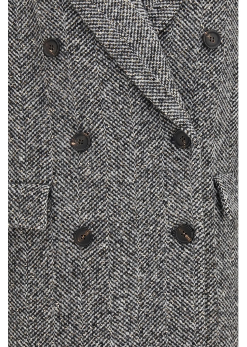 Paltoane Double-breasted wool and alpaca blend Coat with sequins - Img 3