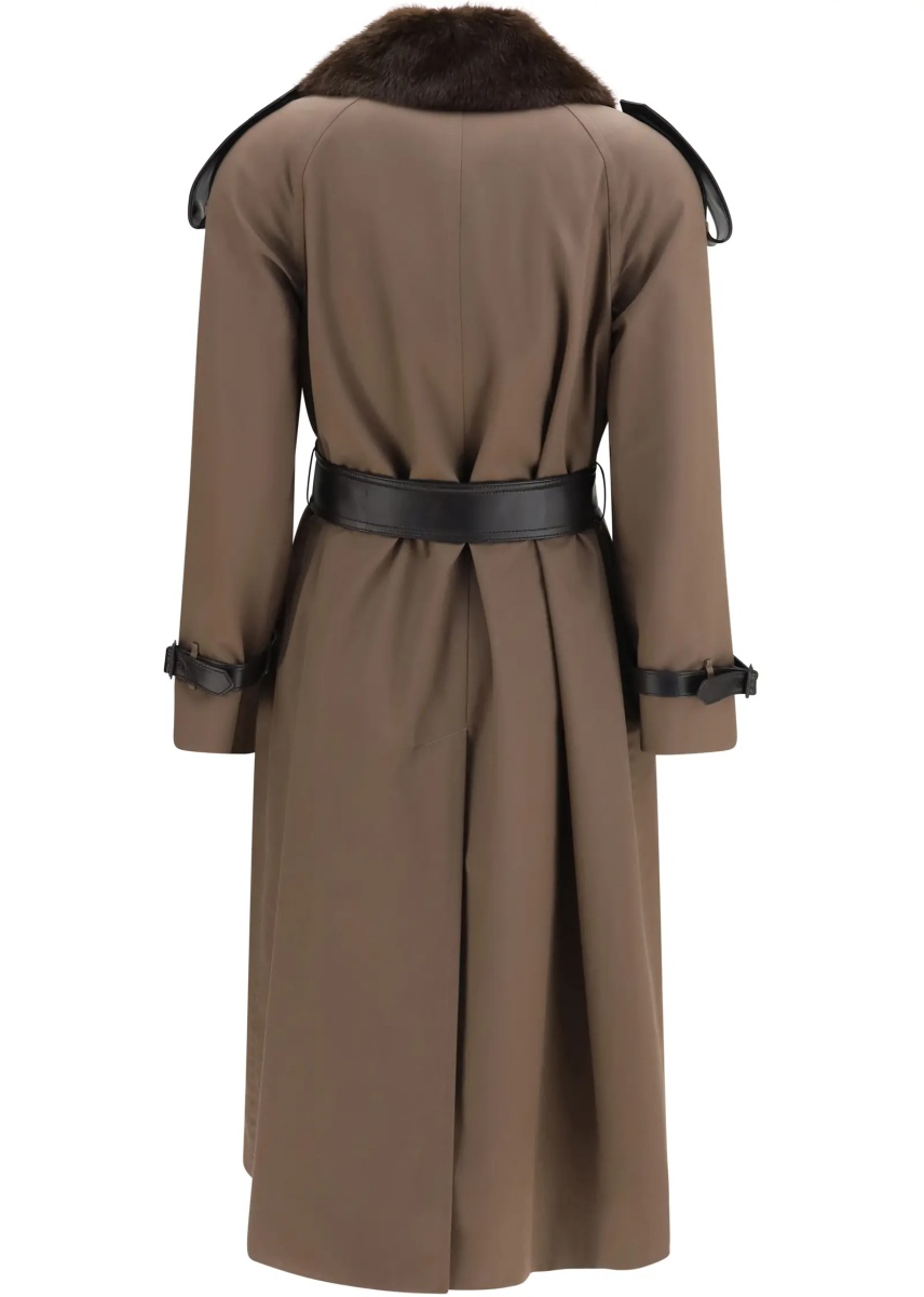 Paltoane Long cotton Trench Coat with buffalo leather collar - Img 2