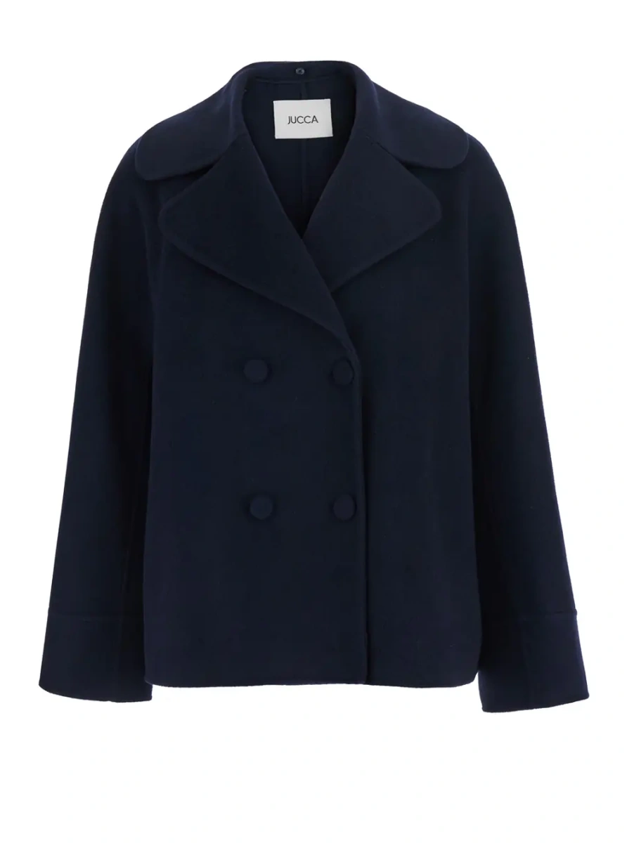 Palton Decorated Collar Coat in Blue for Women - Img 4