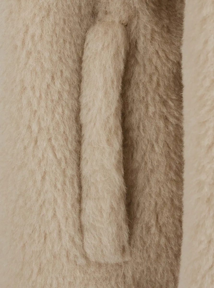 Palton 'SPADINO' beige Coat with fixed hood and zip closure in alpaca and wool Blend for women - Img 3
