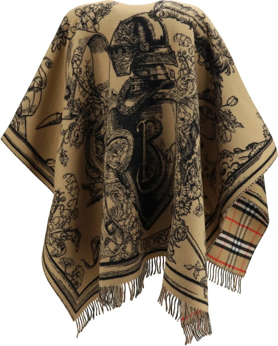 Palton Wool Knight-motif Cape - Img 2