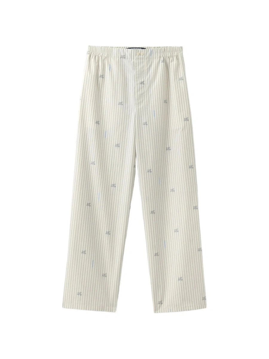 Pantaloni Beige Pants with elasticated waist and Striped Design in Cotton Man - Img 5