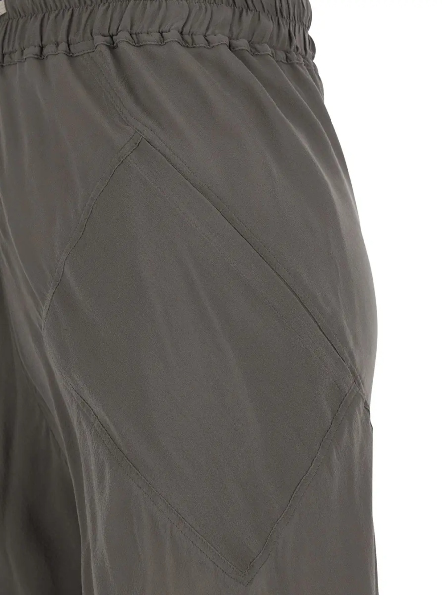 Pantaloni Bias Pants with Elastic Waist and Drawstring in Fabric and Silk Blend for Women - Img 3