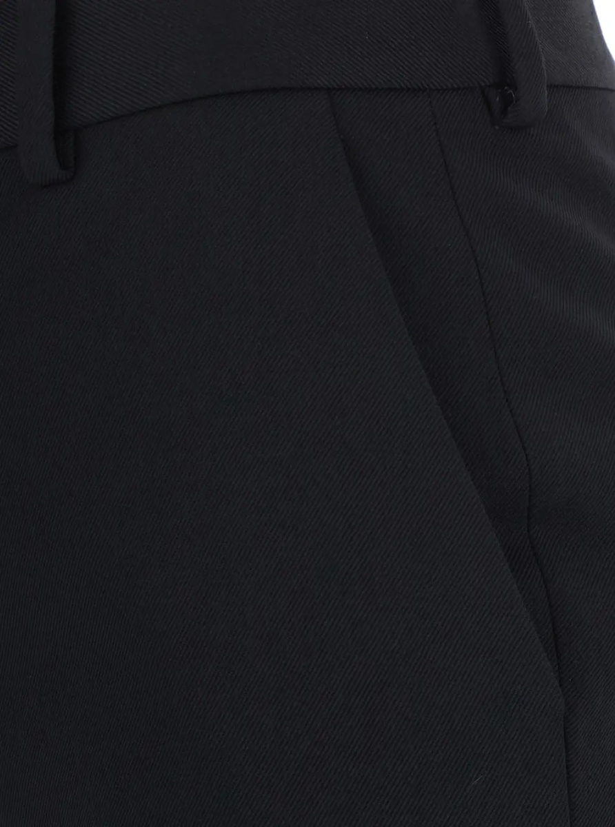 Pantaloni black Pants with belt loops and flared design in wool for women - Img 3