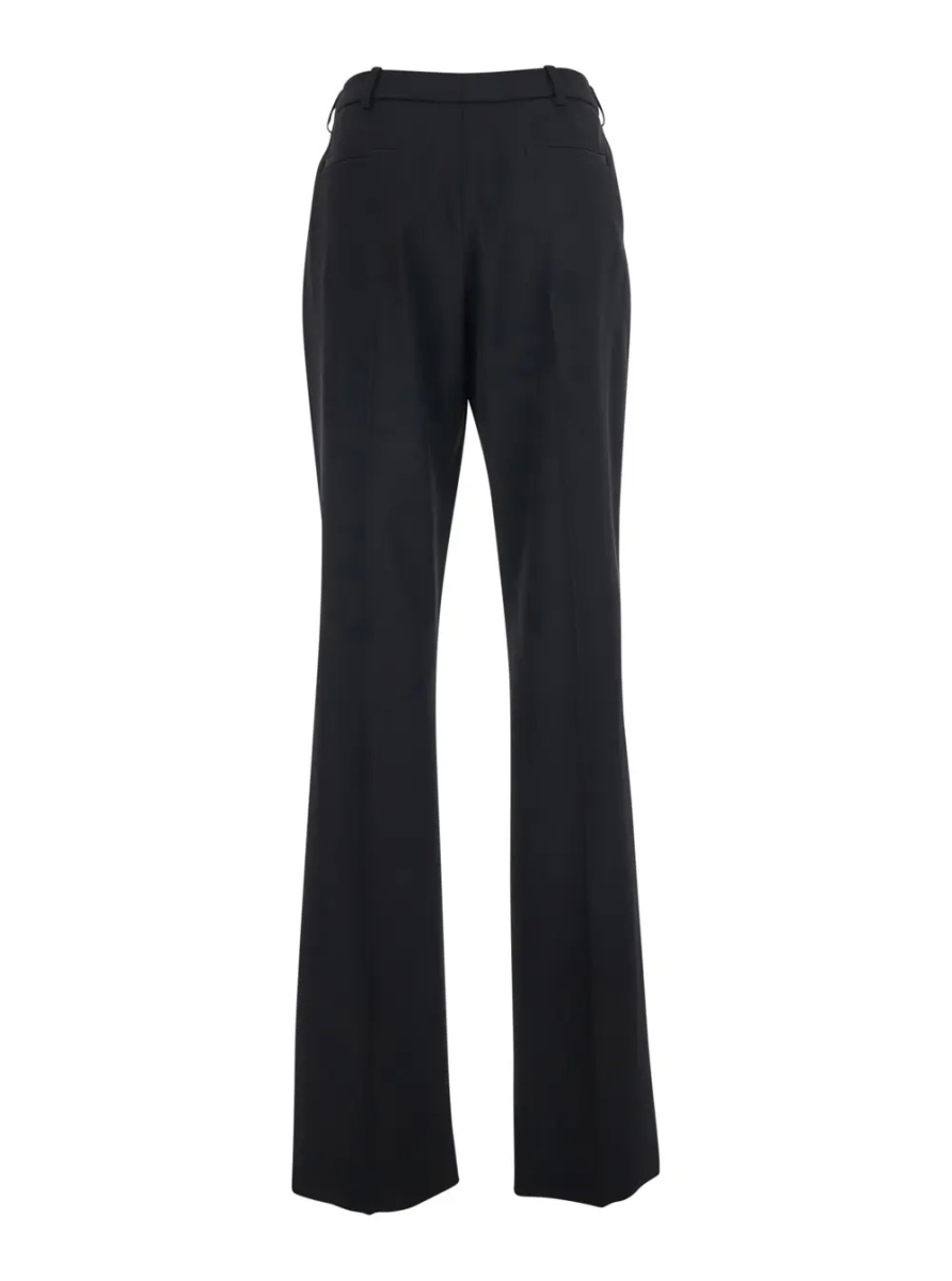 Pantaloni Black Straight-leg pants with Front Pleats in Wool for Women - Img 2