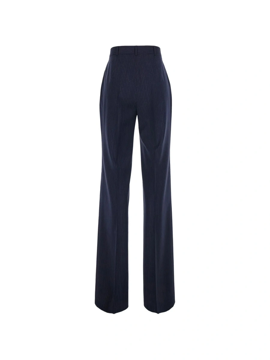 Pantaloni Blue Tailored Pants with All-Over Striped Motif in Wool for Women - Img 4