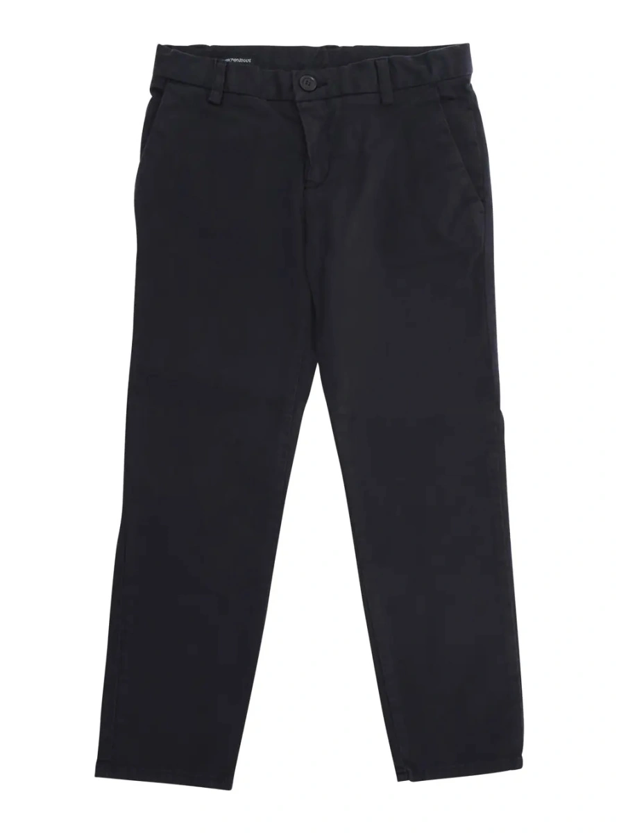 Pantaloni Blue Trousers with Belt Loops and Logo Plate on the Back in Cotton Boy - Img 3
