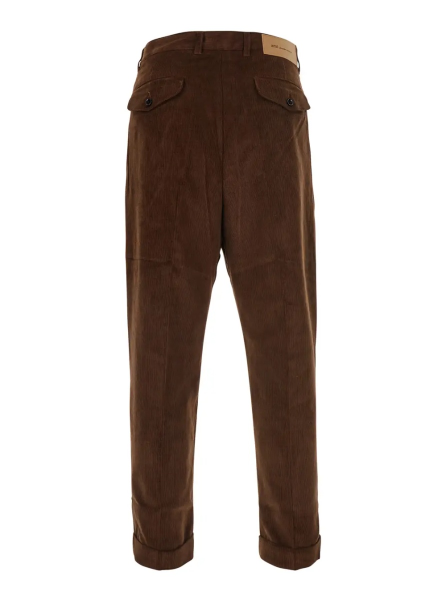 Pantaloni Brown Pants with Button and Zip Closure in Corduroy for Men - Img 2