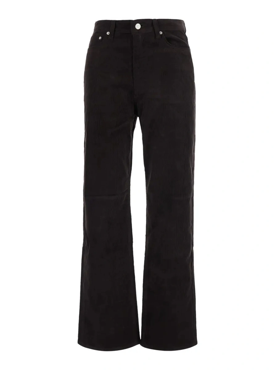 Pantaloni Brown pants with logo patch on the back and five-pocket design in corduroy for women - Img 3