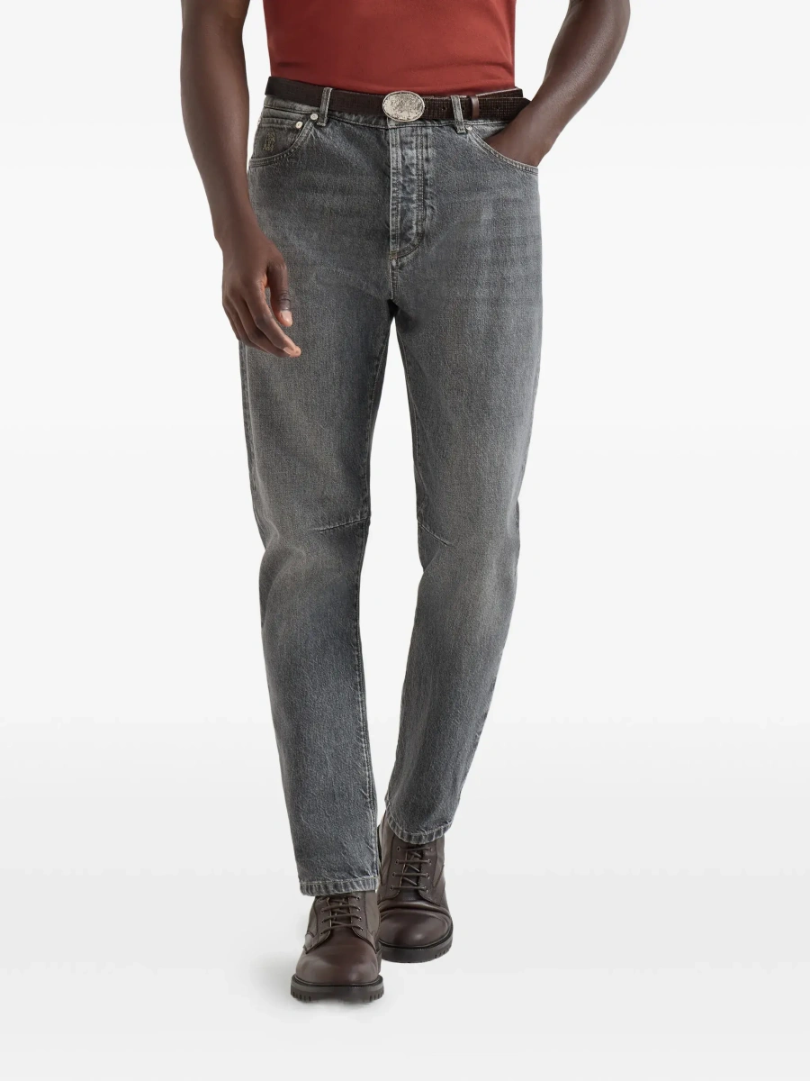 Pantaloni Brunello Cucinelli gri din denim - Img 6