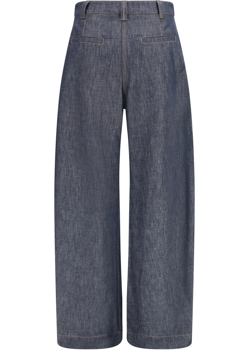 Pantaloni casual Brunello Cucinelli albastri din denim - Img 2