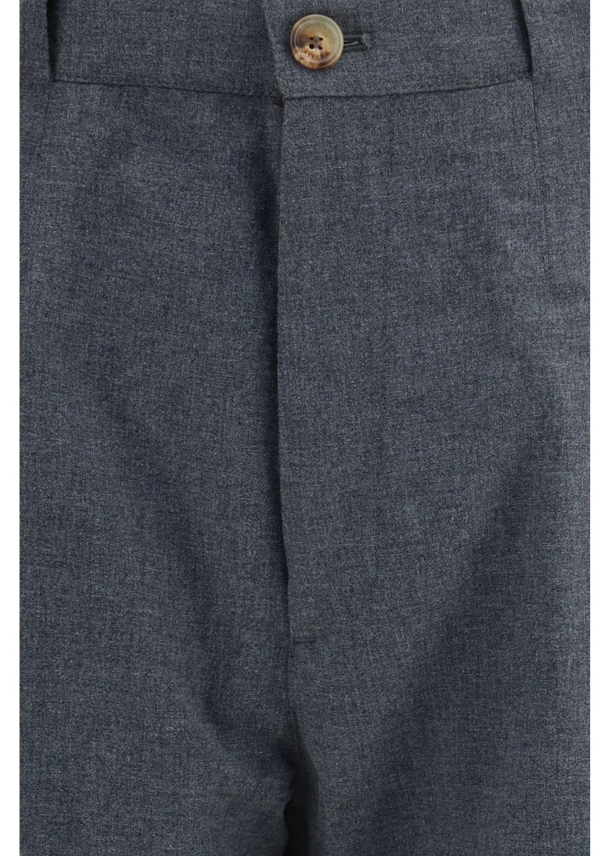 Pantaloni casual Brunello Cucinelli multicolor din lana si bumbac - Img 3