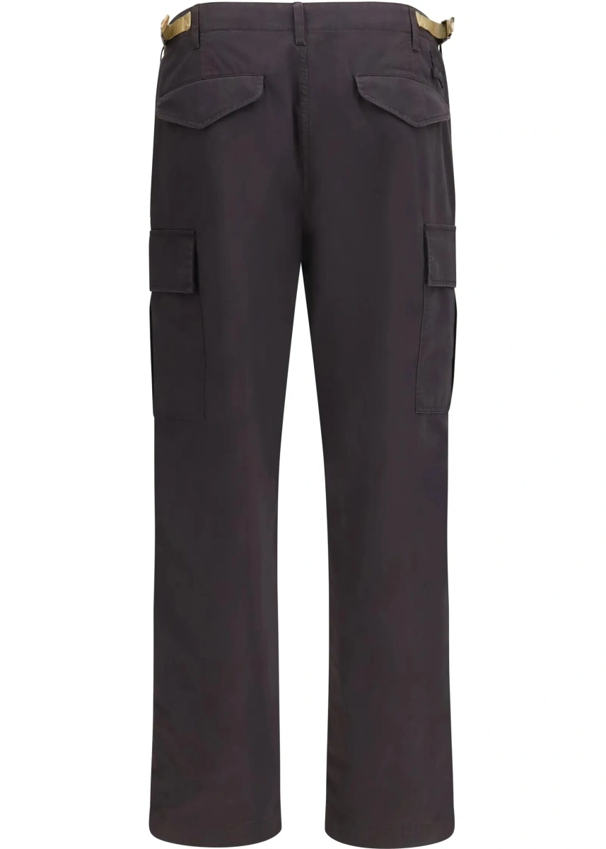 Pantaloni casual Burberry maro din bumbac - Img 2
