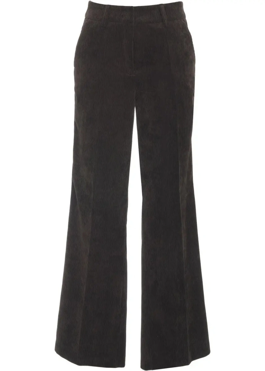 Pantaloni casual Cambio maro din catifea reiata - Img 2