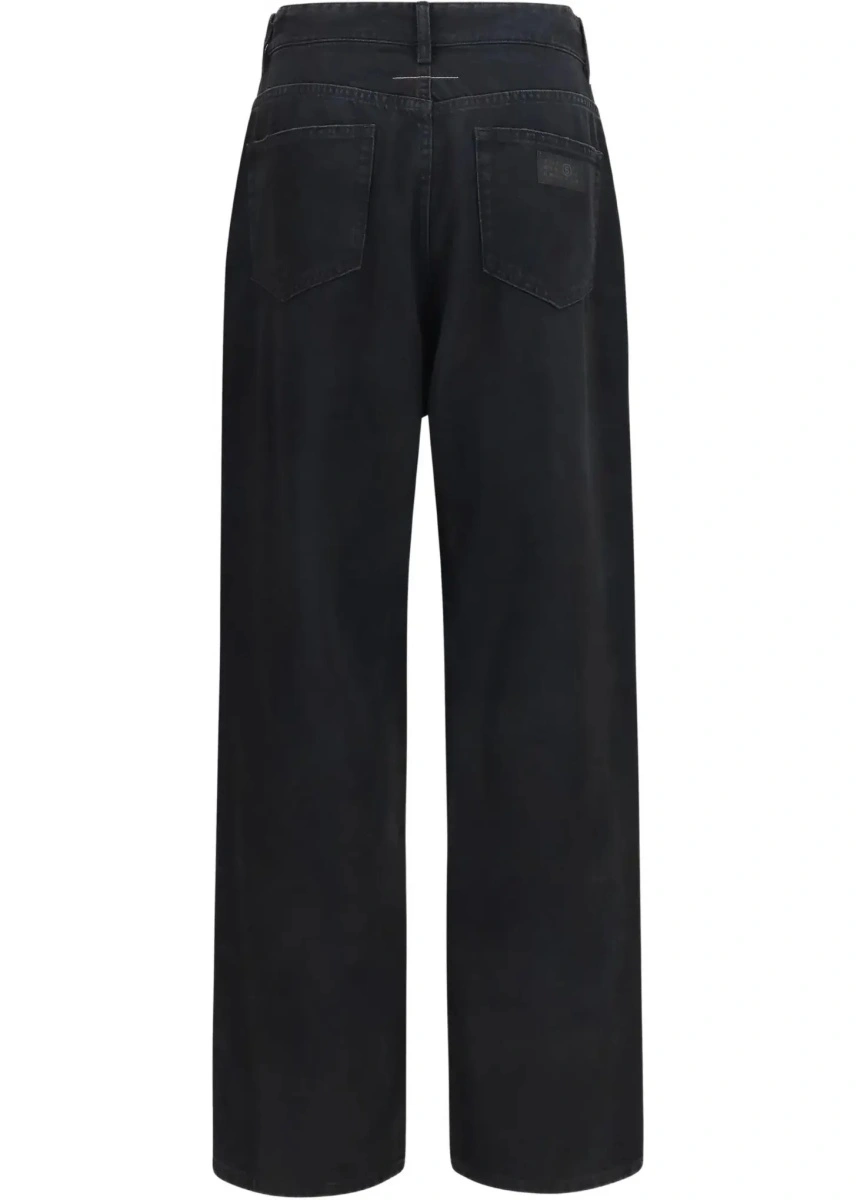 Pantaloni casual MM6 Maison Margiela negri din bumbac - Img 4