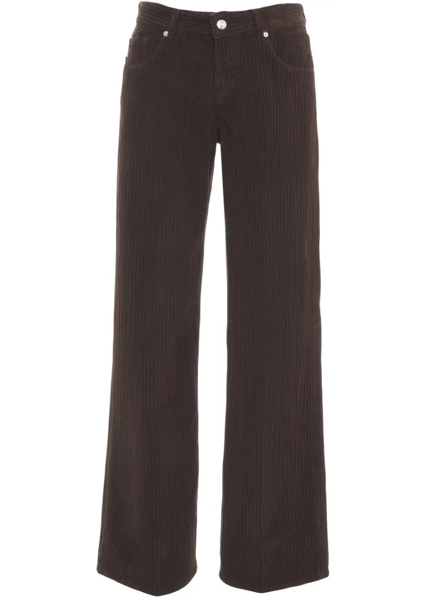 Pantaloni casual Nine in the morning maro din catifea reiata 'Rocio' - Img 2
