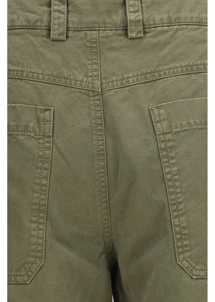 Pantaloni casual Off-White verzi din bumbac - Img 3