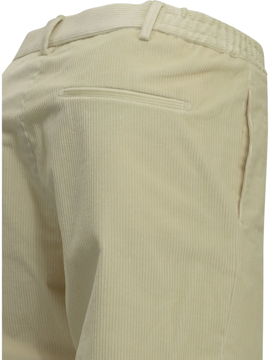 Pantaloni casual Tagliatore albi din catifea reiata - Img 4