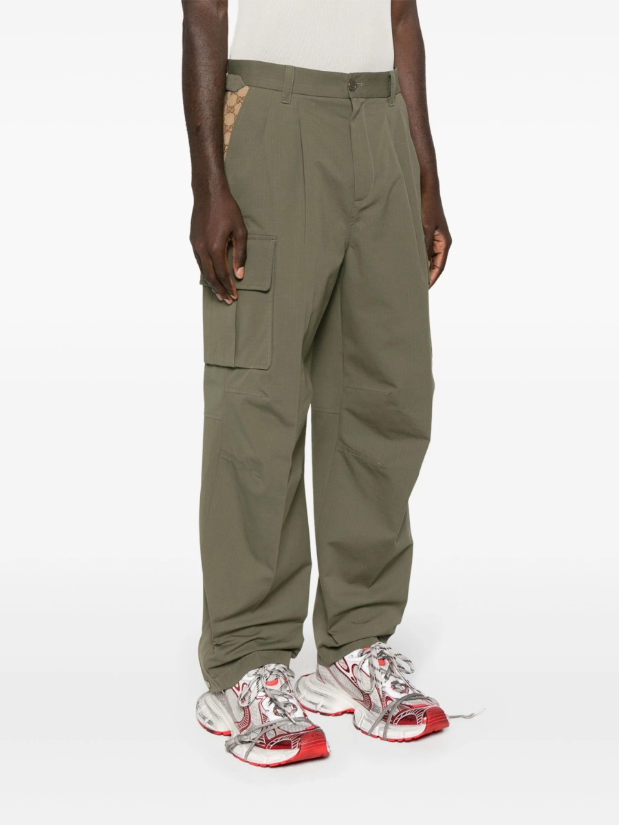 Pantaloni conici Gucci verzi din bumbac - Img 3