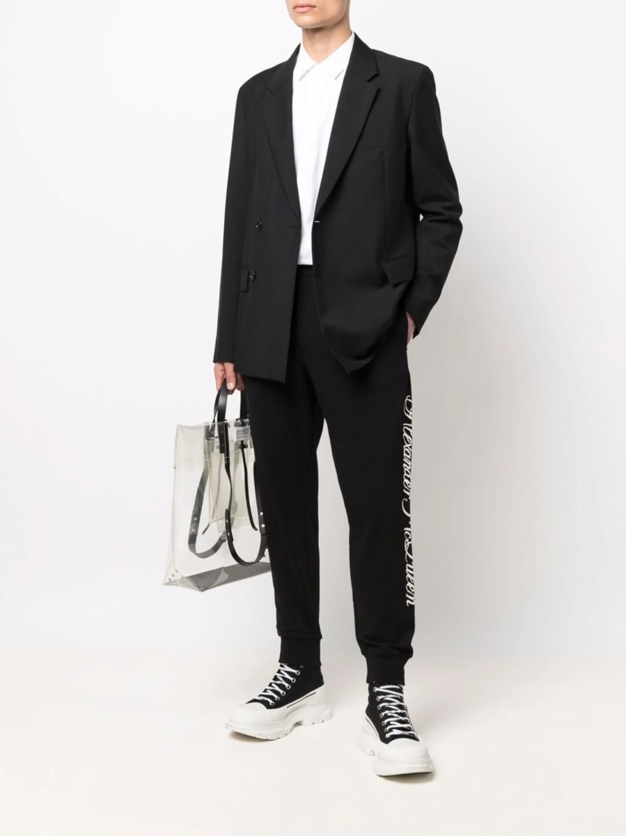 Pantaloni de trening Alexander McQueen negri din bumbac - Img 2