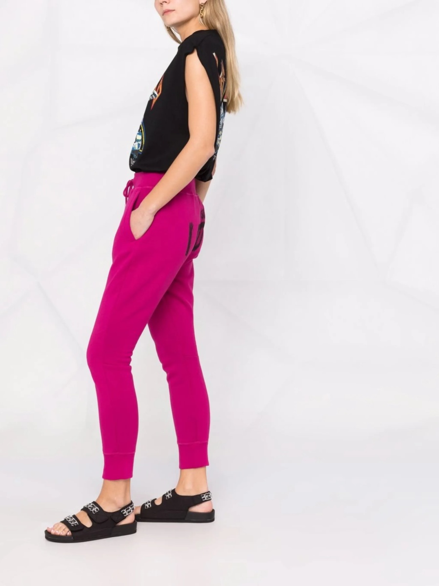 Pantaloni de trening DSQUARED2 roz din bumbac - Img 4