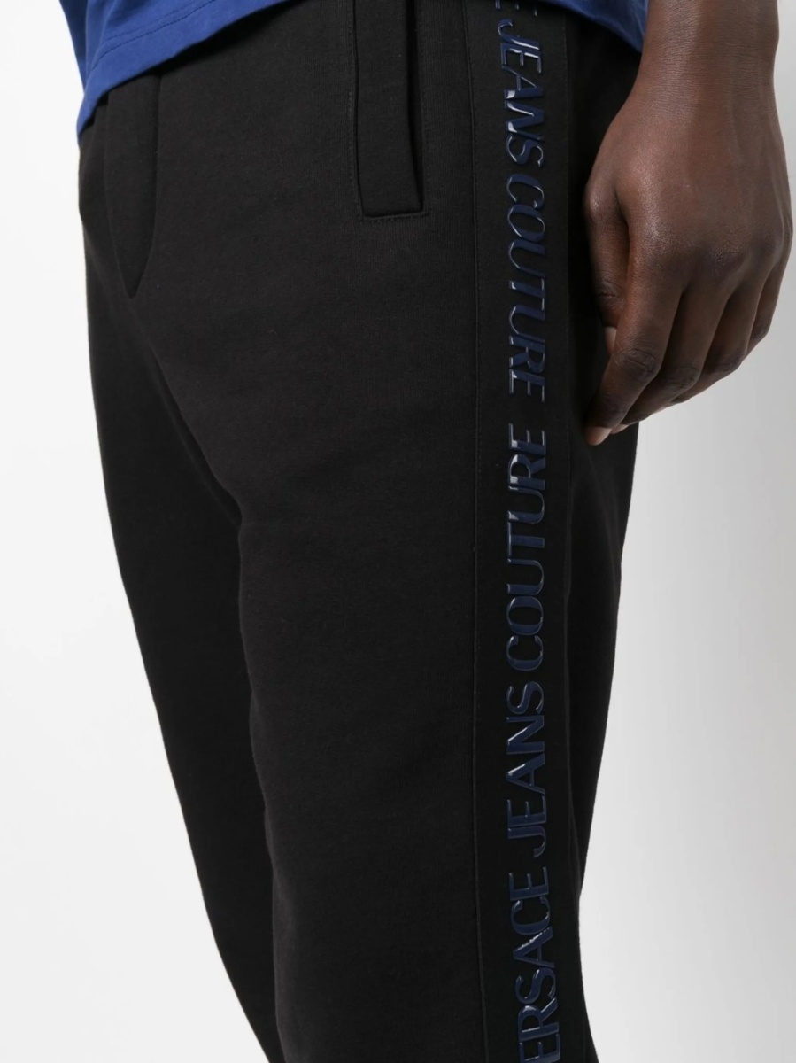 Pantaloni de trening Versace Jeans Couture negri din polyester si bumbac - Img 5